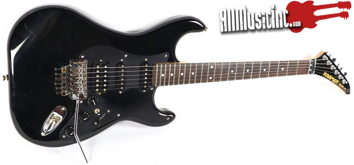 Vintage 1980s Kramer Focus 3000 Black Electric Guitar w/ Harmony