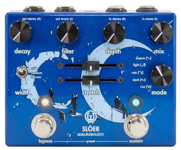 blue tube pedal Walrus Audio SLOER Stereo Ambient Reverb Blue Pedal
