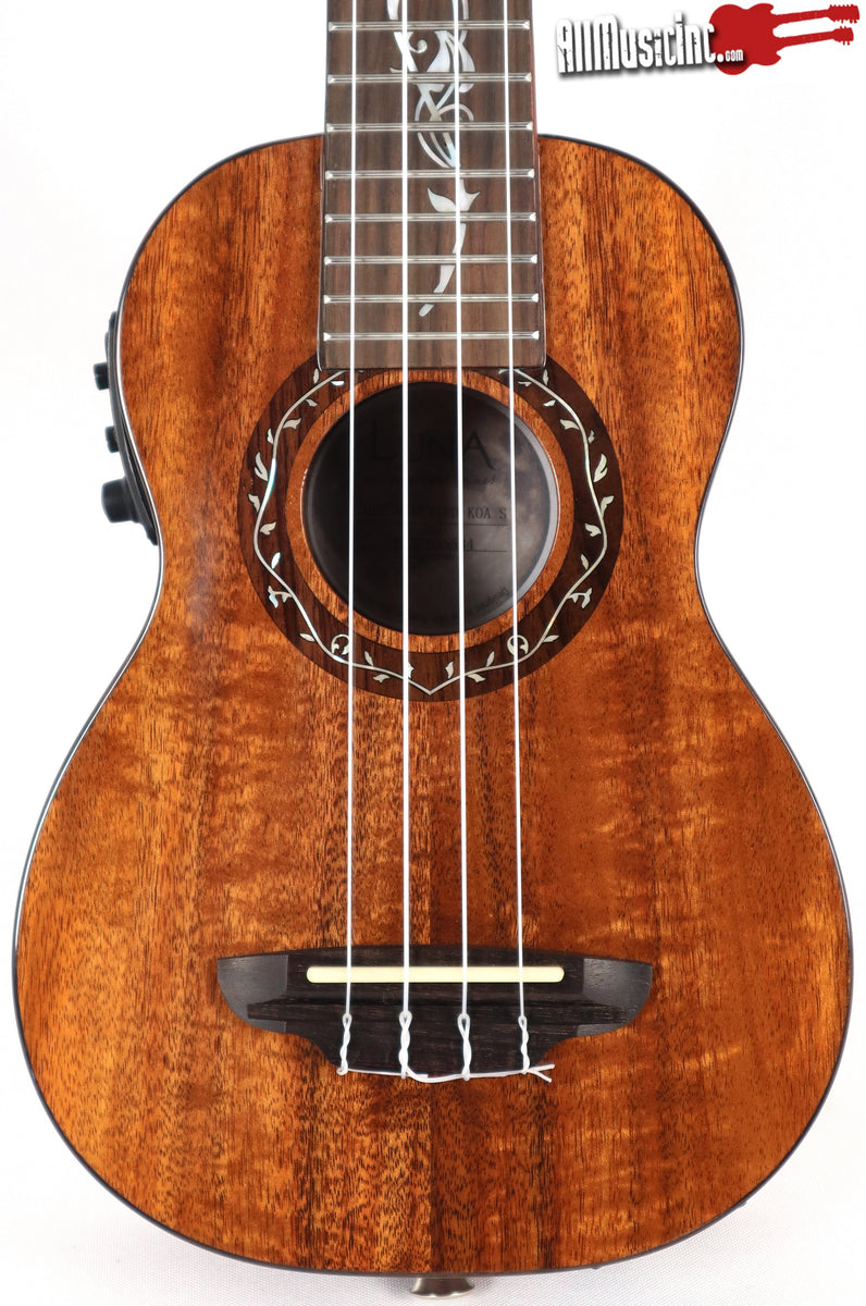 Luna Vineyard Koa Soprano Acoustic Electric Ukulele Uke w Gig Bag