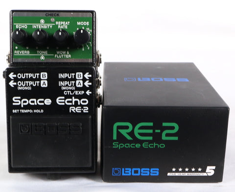 boss echo pedal Boss RE-2 Space Echo Delay Reverb Electric Guitar Effect Pedal Preowne – All Music Inc
