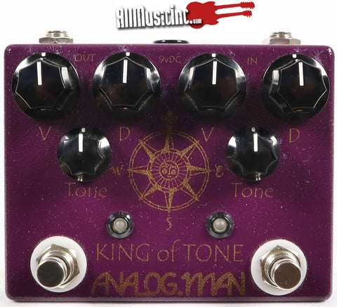 Analogman King of Tone v4 Guitar Overdrive Effects Pedal Red Side High Gain