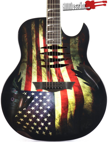 Dean Mako Valor Acoustic Electric Guitar US War Torn Flag