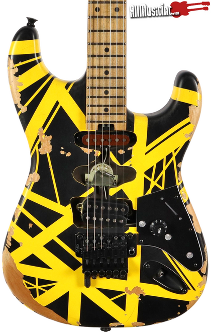 EVH Ltd Ed Striped Frankenstein Black Yellow Frankie Aged Electric Guitar