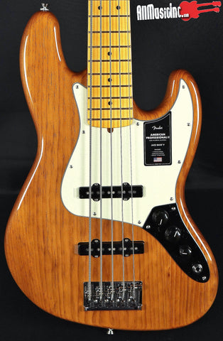 Fender American Professional II Jazz V Roasted Pine Natural Electric Bass Guitar