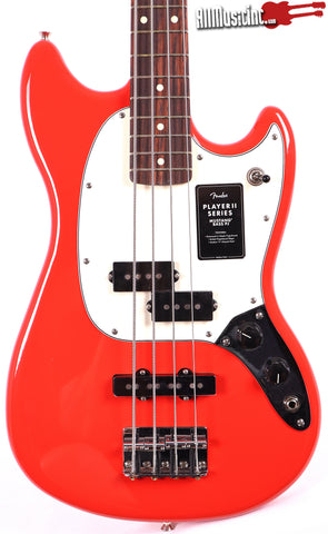 Fender Player II Mustang Coral Red Short-Scale Electric Bass Guitar