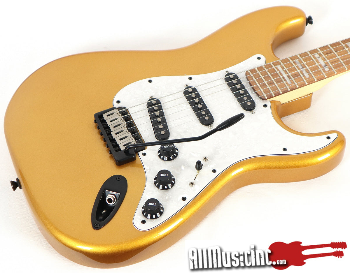 All Music Inc. Collection Custom Gold Sparkle Block Inlay Strat Guitar