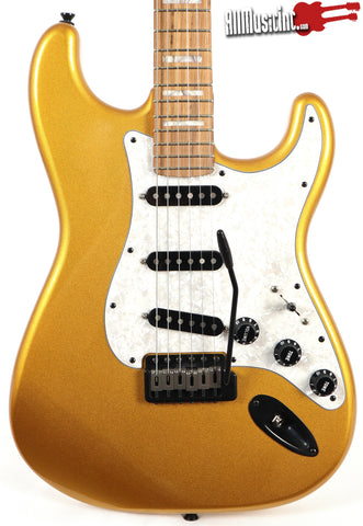 All Music Inc. Collection Custom Gold Sparkle Block Inlay Strat Electric Guitar