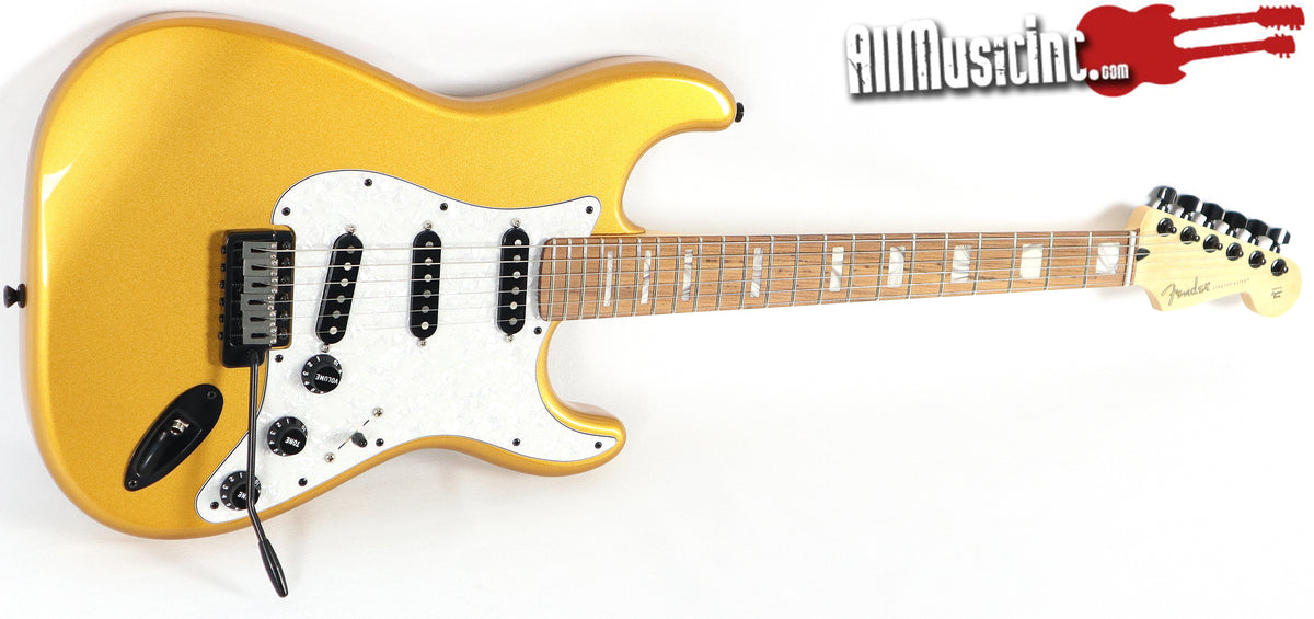 All Music Inc. Collection Custom Gold Sparkle Block Inlay Strat Guitar