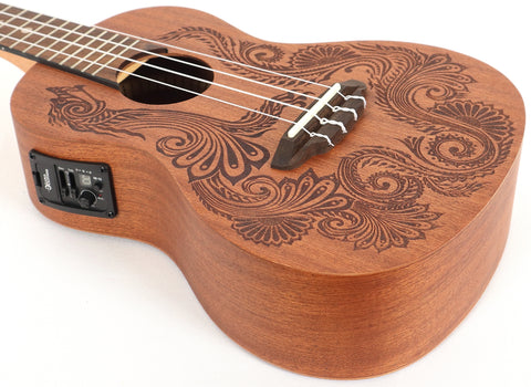 Luna Tribal Concert Mahogany Uke, Satin Natural, For Sale