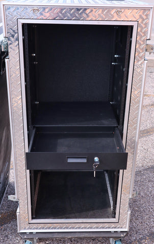 Olympic Custom Diamond Plate 25U Professional Rolling Rack Case